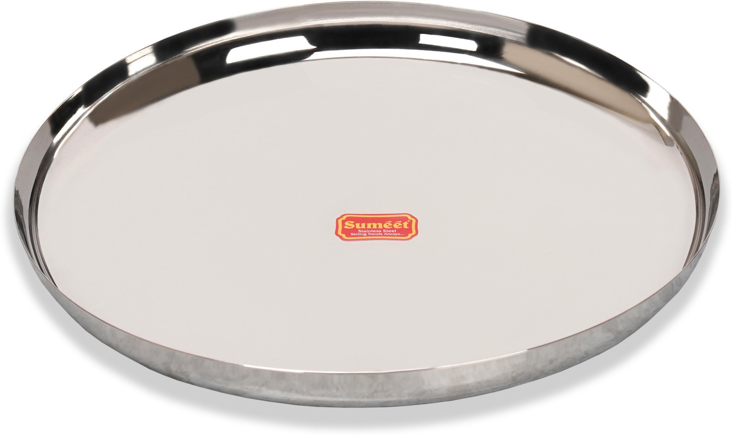 Image of Sumeet Stainless-Steel Apple Shape Heavy Gauge Dinner Plates with Mirror Finish-34.6cm Dinner Plate