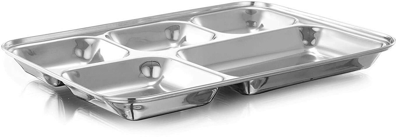Image of Rosefinch 5in1 Stainless Steel Plates with Compartments /Bhojan Thali /Partition Plates Dinner Plate