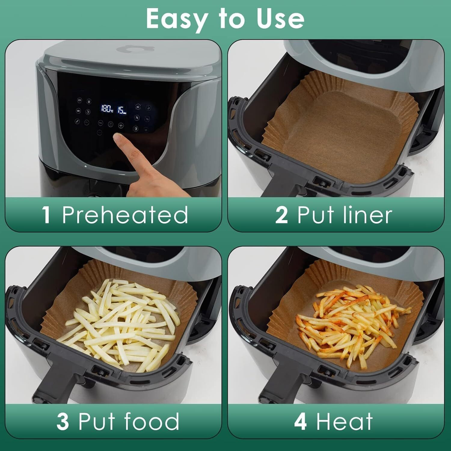 Image of VENDIFY 100 PCS Air Fryer Paper Sheets, Disposable Paper Liner for Microwave, Oil-Proof Baking Dish