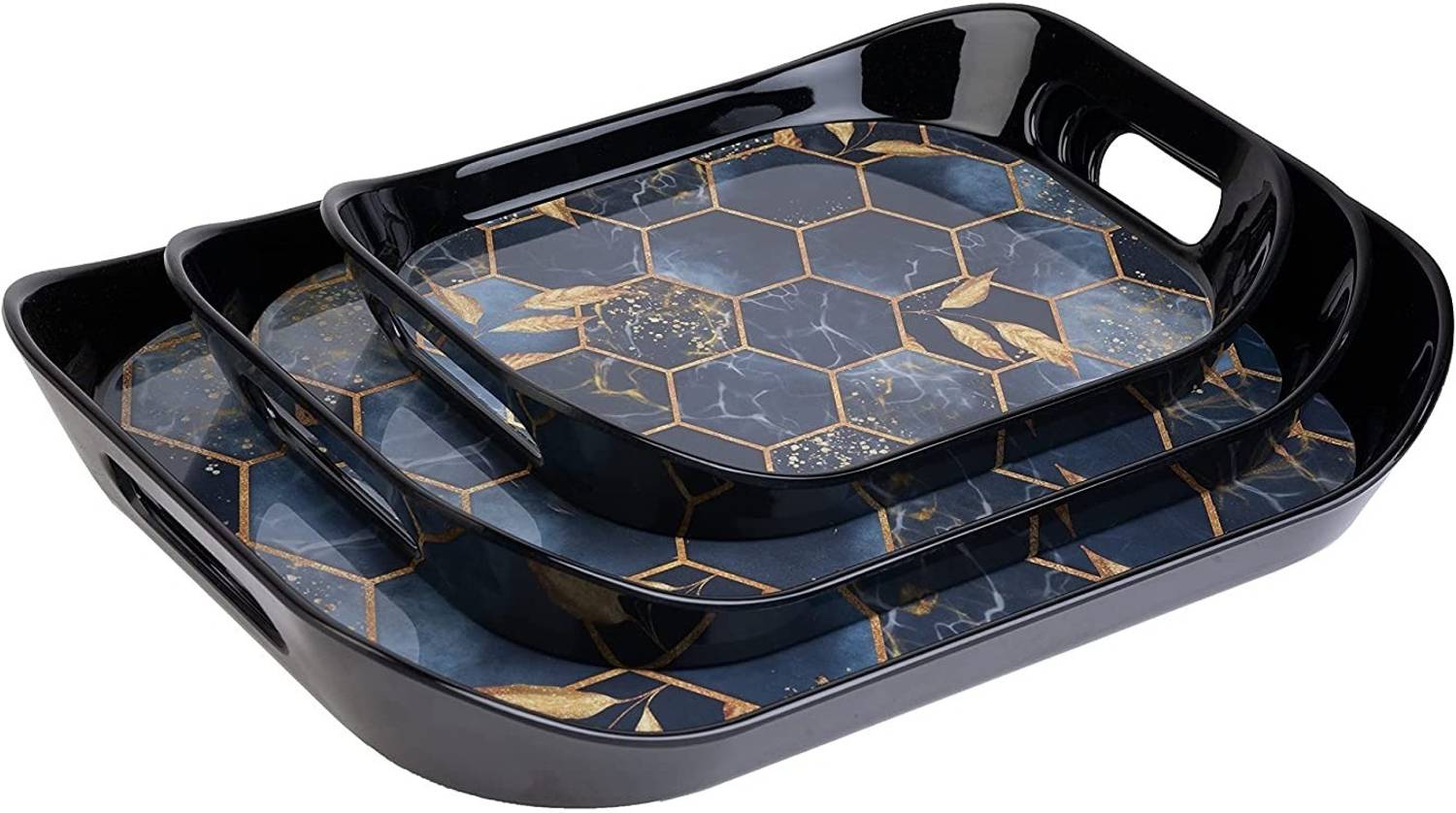 Finner Era Serving Tray Set of 3 Honeycomb Design Pack of 3 - Image 3
