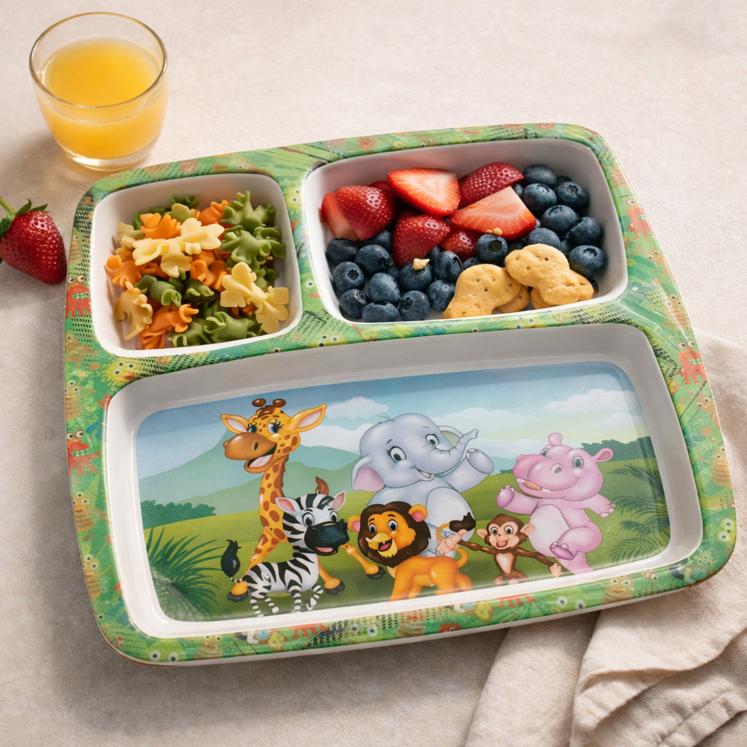 Image of Venezia Kids Divided Plate 3 Compartment Feeding Tray Microwave Safe Dinner Plate