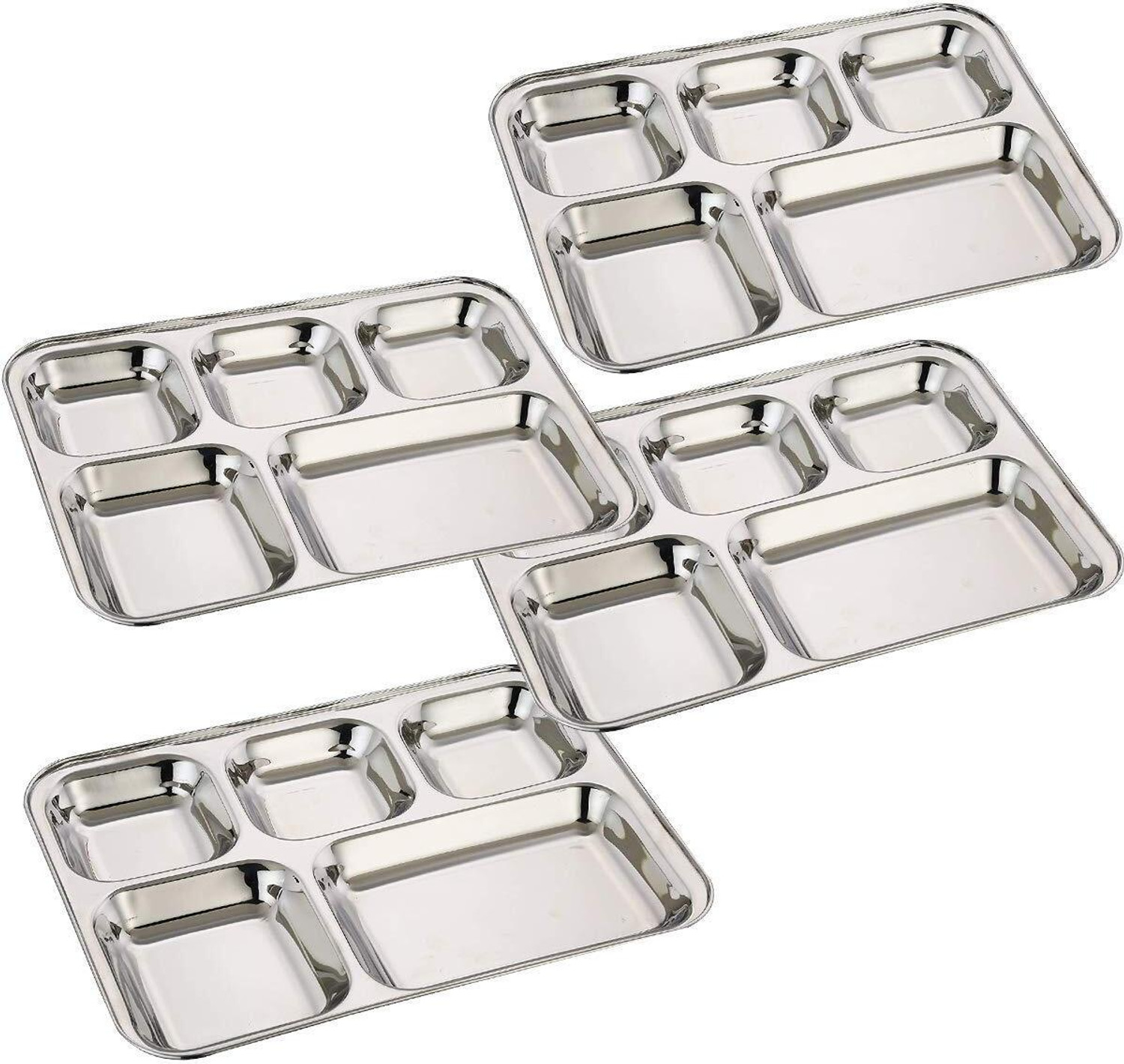 Image of Rosefinch 5in1 Stainless Steel Plates with Compartments /Bhojan Thali /Partition Plates Dinner Plate