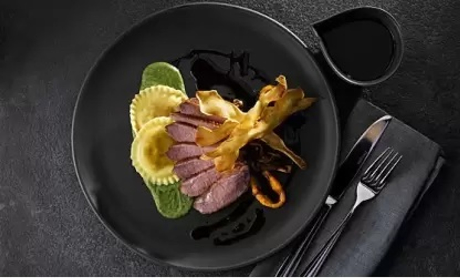 Image of Everbuy Gloss Finish Microwave Safe Full Plates For Home and Restaurant (28 cm) Black Dinner Plate