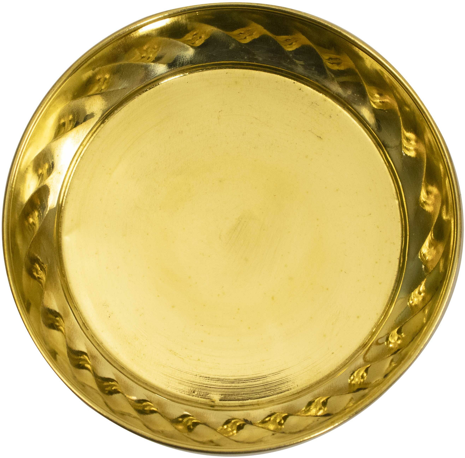Image of Spillbox Brass Diya Oil Lamp plate for Home Temple Puja Articles Decor Gifts-Ram plate Sectioned Plate