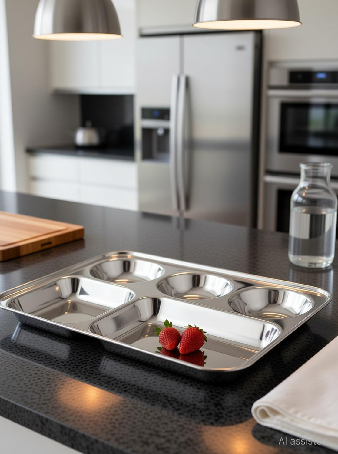Image of MSSteel Stainless steel bhojan thali / compartment plate / Sectioned Plate Sectioned Plate