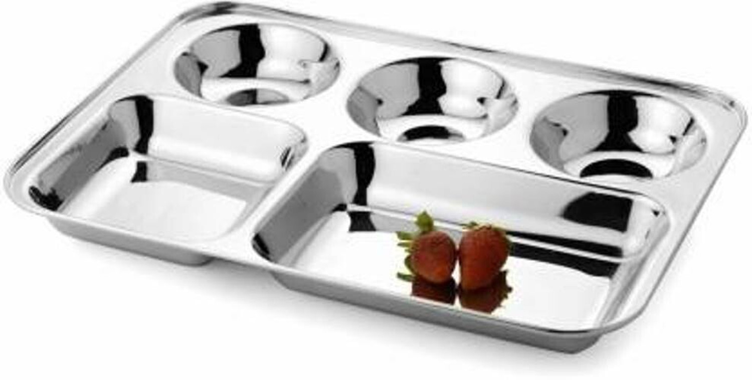 Image of MSSteel Stainless steel bhojan thali / compartment plate / Sectioned Plate Sectioned Plate