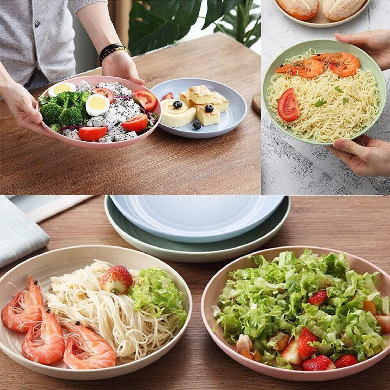 Image of openZest Lightweight Wheat Straw Plates, Unbreakable Deep Dinner Plates 25cm (12Pcs). Dinner Plate