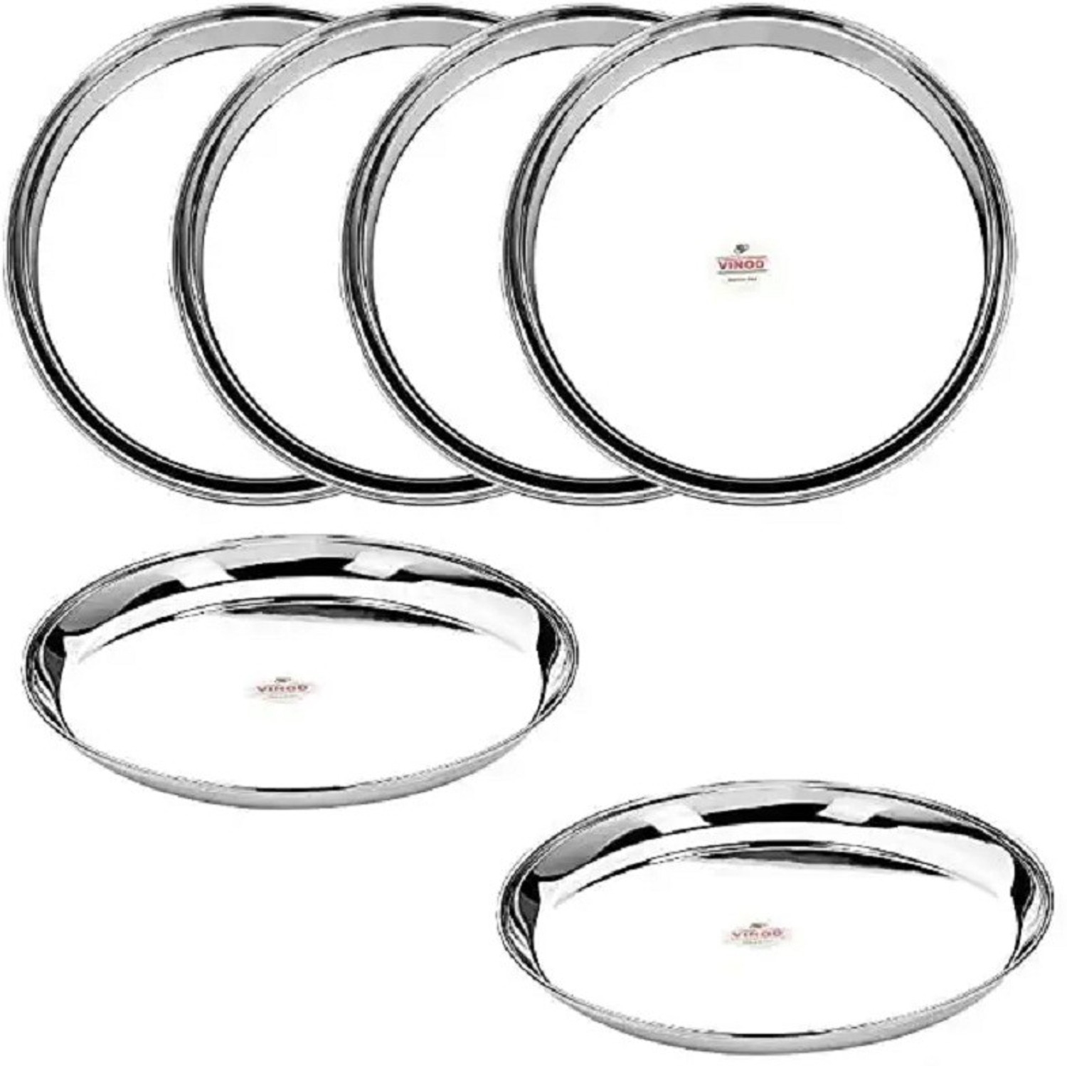 Image of VINOD Stainless Steel Kanchan Bogi Plate, Lunch & Dinner Plate (Pack of 6, Dia 28 cm) Dinner Plate