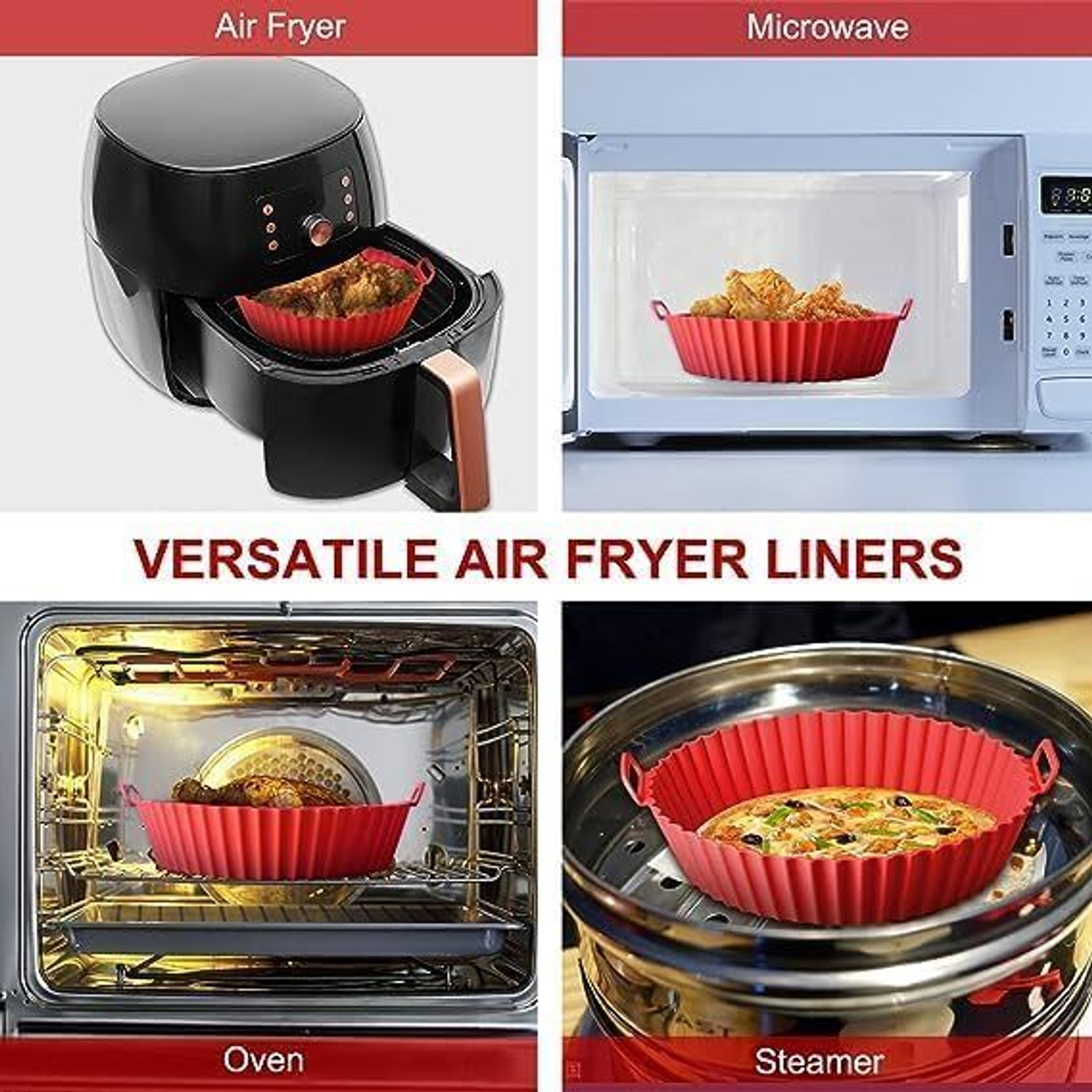 Image of jaswanthstor Round Air Fryer Package - 7 Pack Air Fryer Liners & Accessories Tray