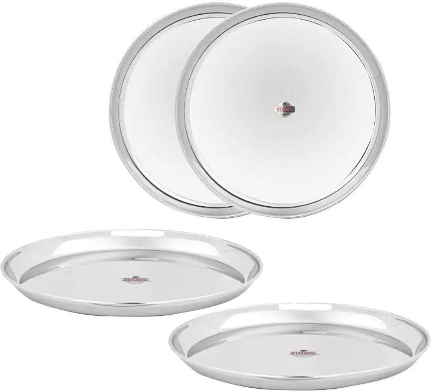 Image of VINOD Stainless Steel Kanchan Bogi Plate, Lunch & Dinner Plate (Pack of 4, Dia 28 cm) Dinner Plate