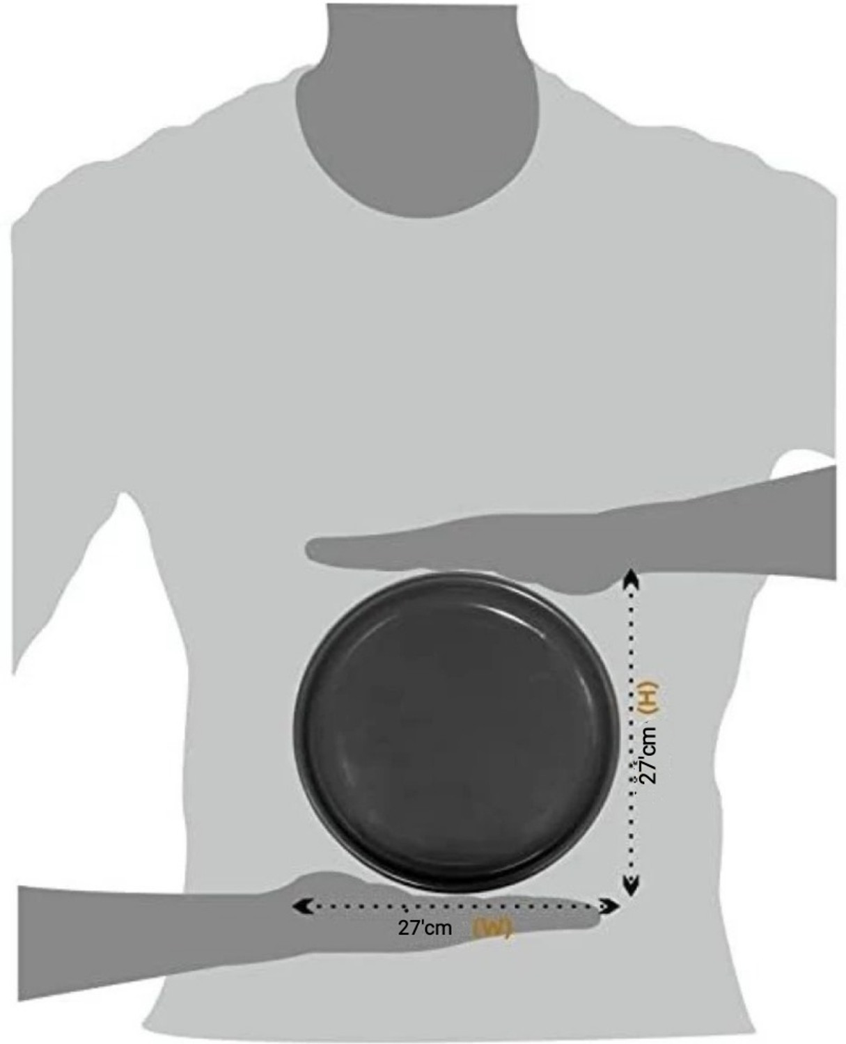Image of WAVECRAFT DESIGNS Plastic Microwave safe Round Black Glossy Plain Designed (27'cm) Dinner plate Pack of '1 Dinner Set