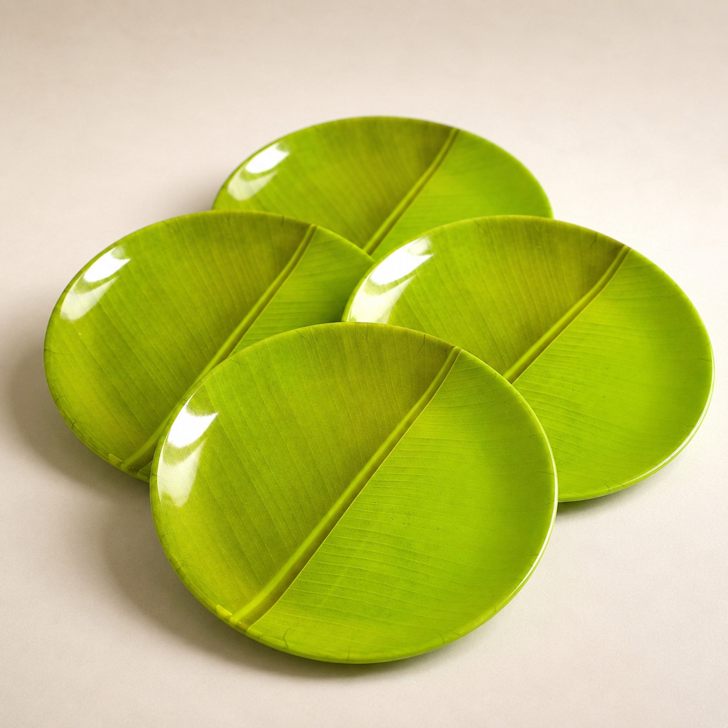 Image of Noman Melamine Banana Leaf Shape South Indian Dinner Plate | Reusable,Lightweight,Tray Dinner Plate