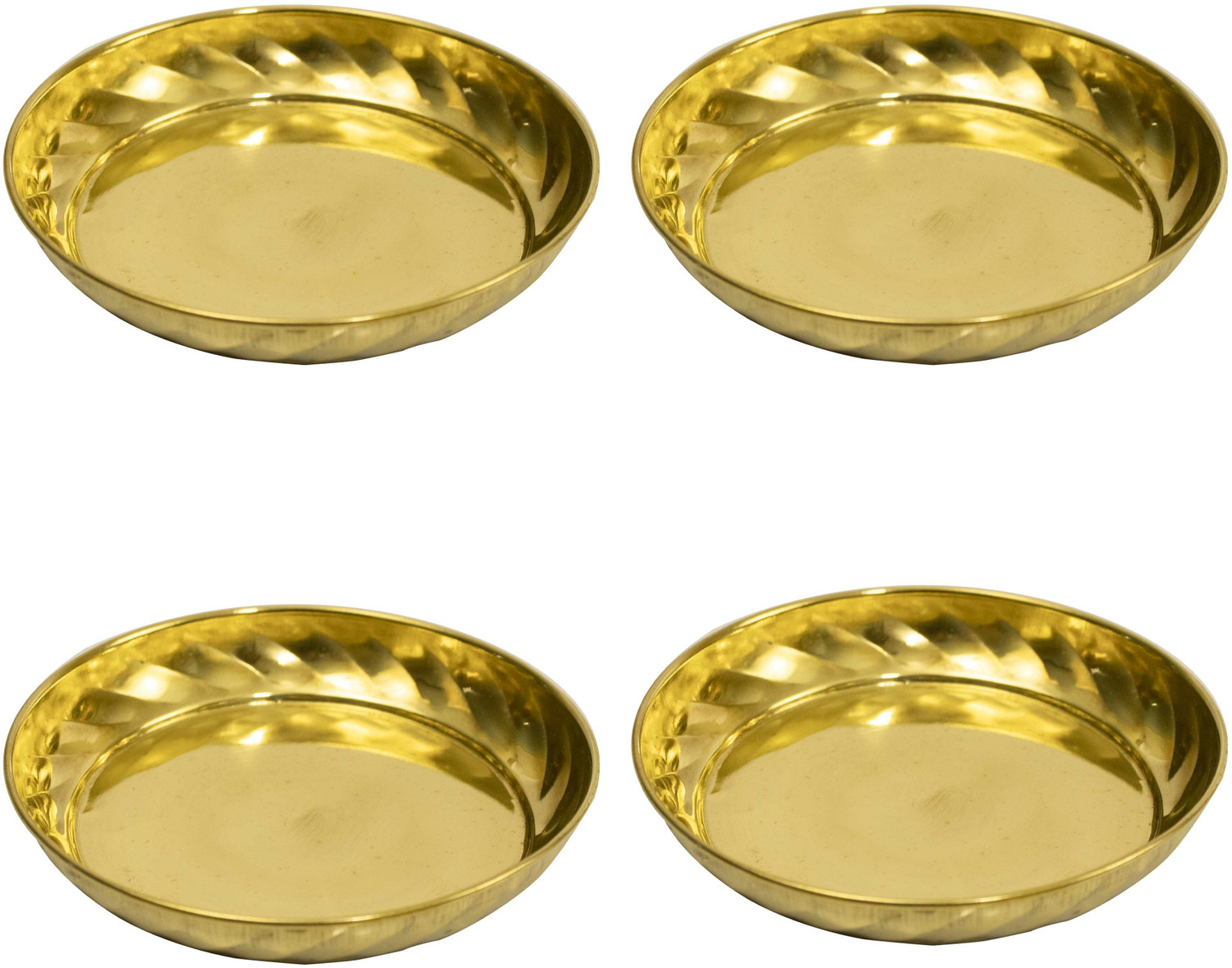 Image of Spillbox Brass Diya Oil Lamp plate for Home Temple Puja Articles Decor Gifts-Ram plate Sectioned Plate