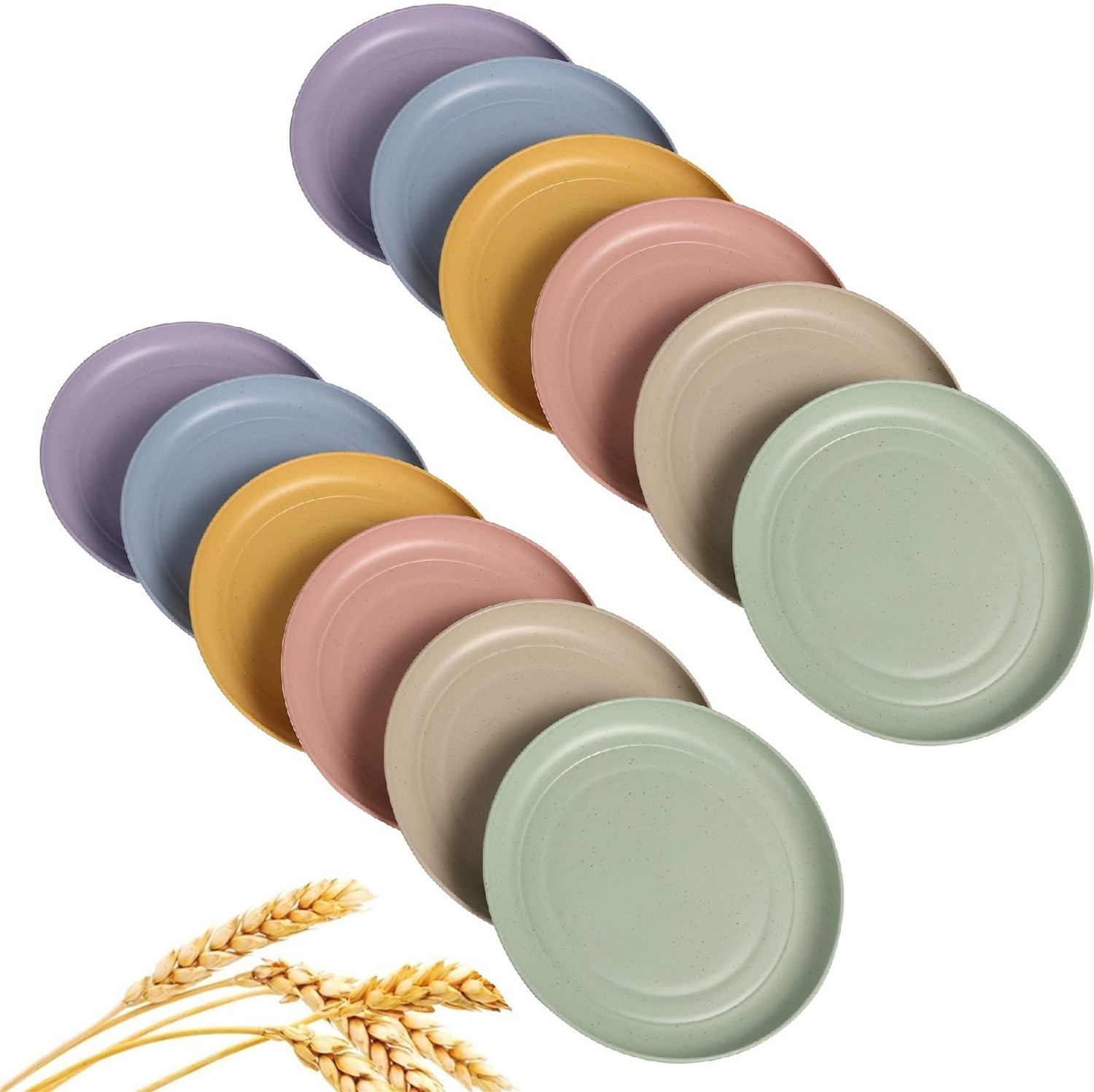 Image of openZest Lightweight Wheat Straw Plates, Unbreakable Deep Dinner Plates 25cm (12Pcs). Dinner Plate
