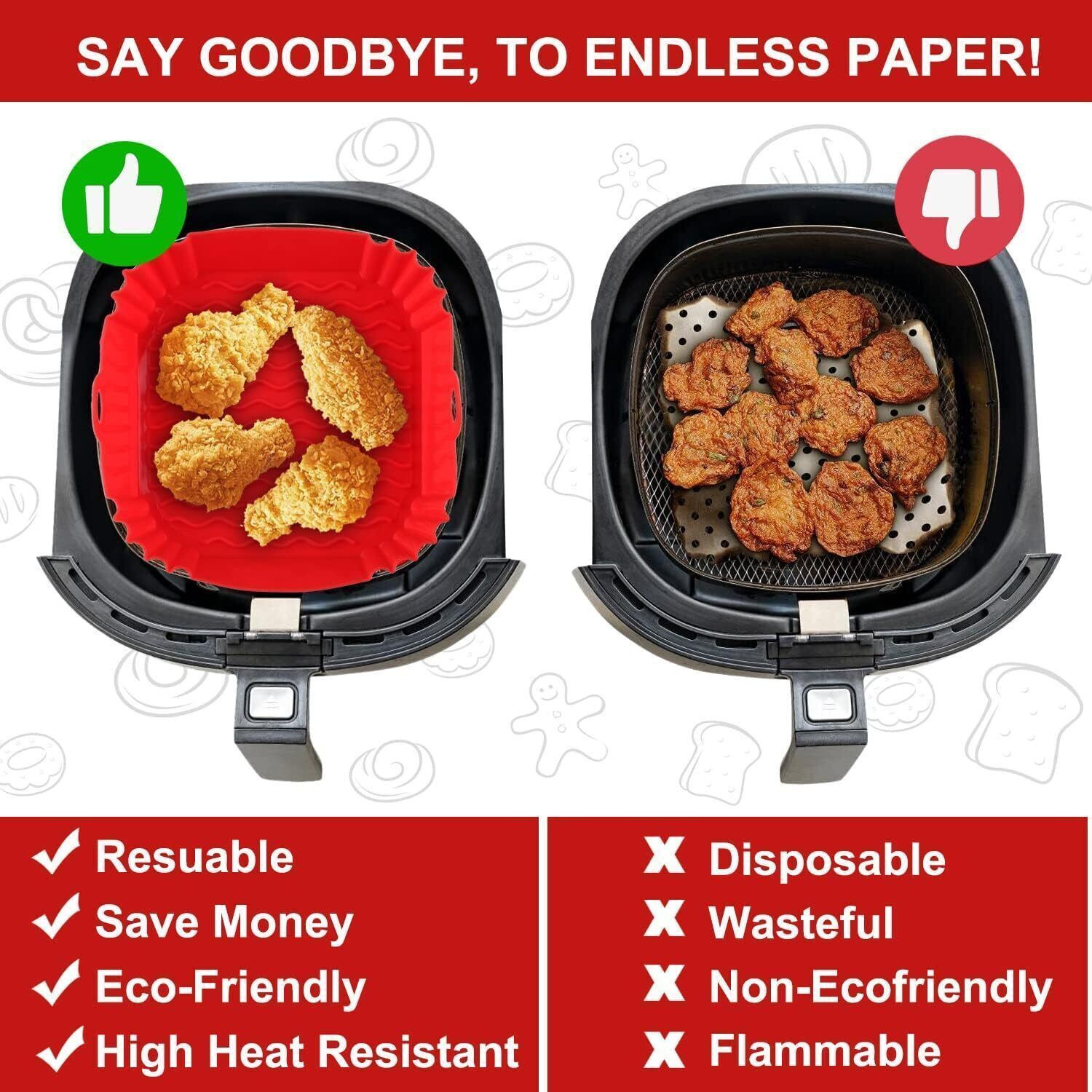 Image of OriwarE Air Fryer Tray Silicon Black Red Tray