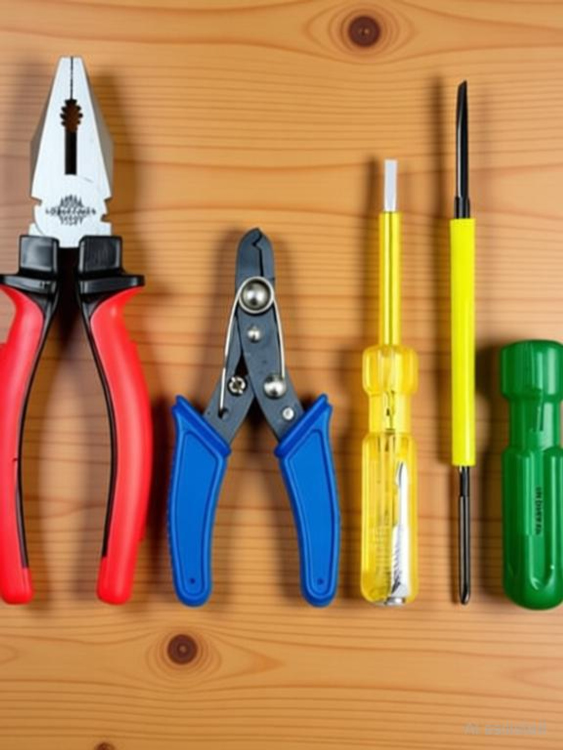 Image of NT Sales 2 IN 1 Screw Driver with 8 inch Lineman Plier, Wire Cutter Line Tester Set of 4 Pcs Power & Hand Tool Kit