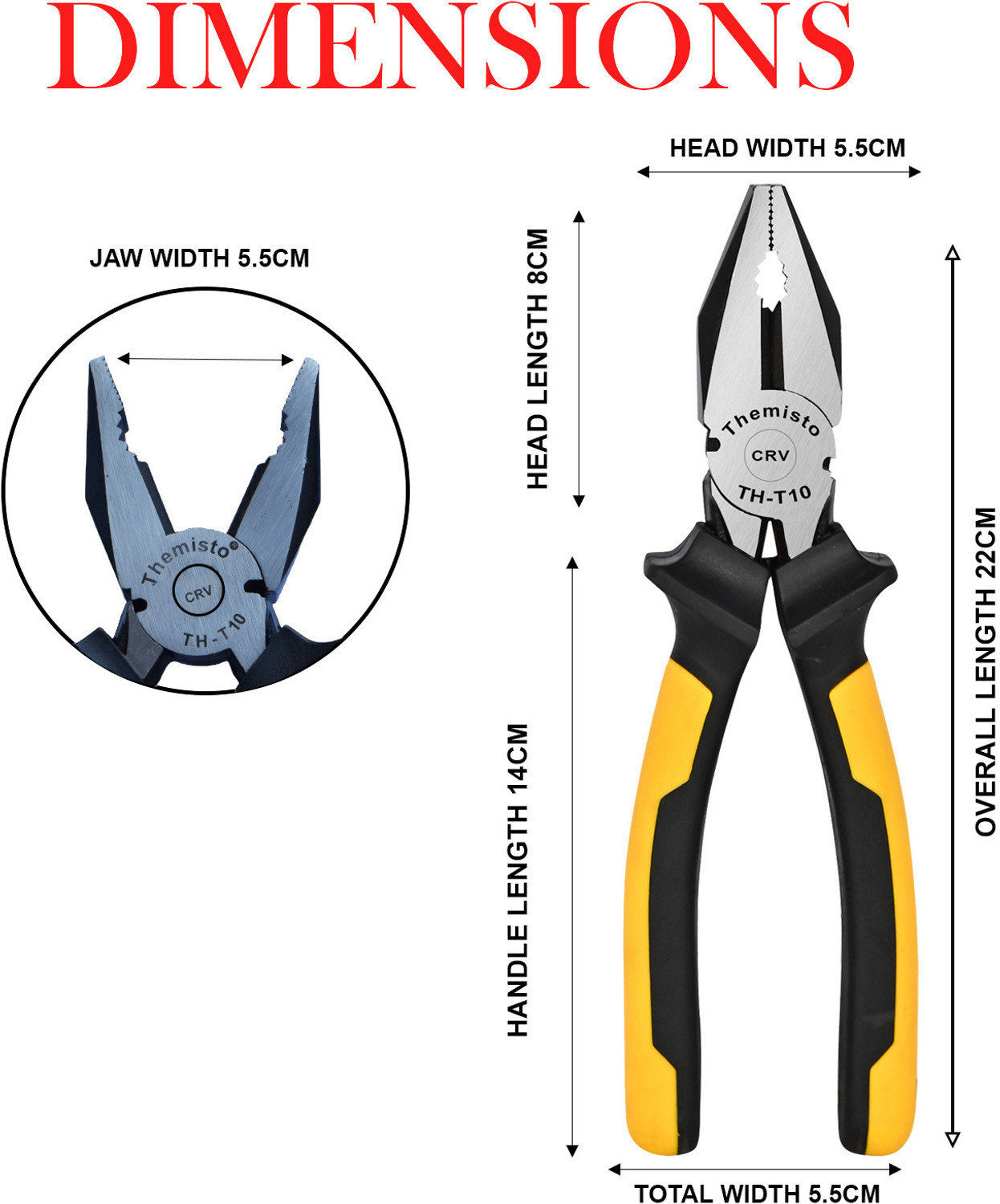 Image of tHemiStO TH-TK01 3IN1 Hand Tool Kit ( 8 inch Adjustable Wrench, 6 inch Hex Screwdriver & Lineman Plier