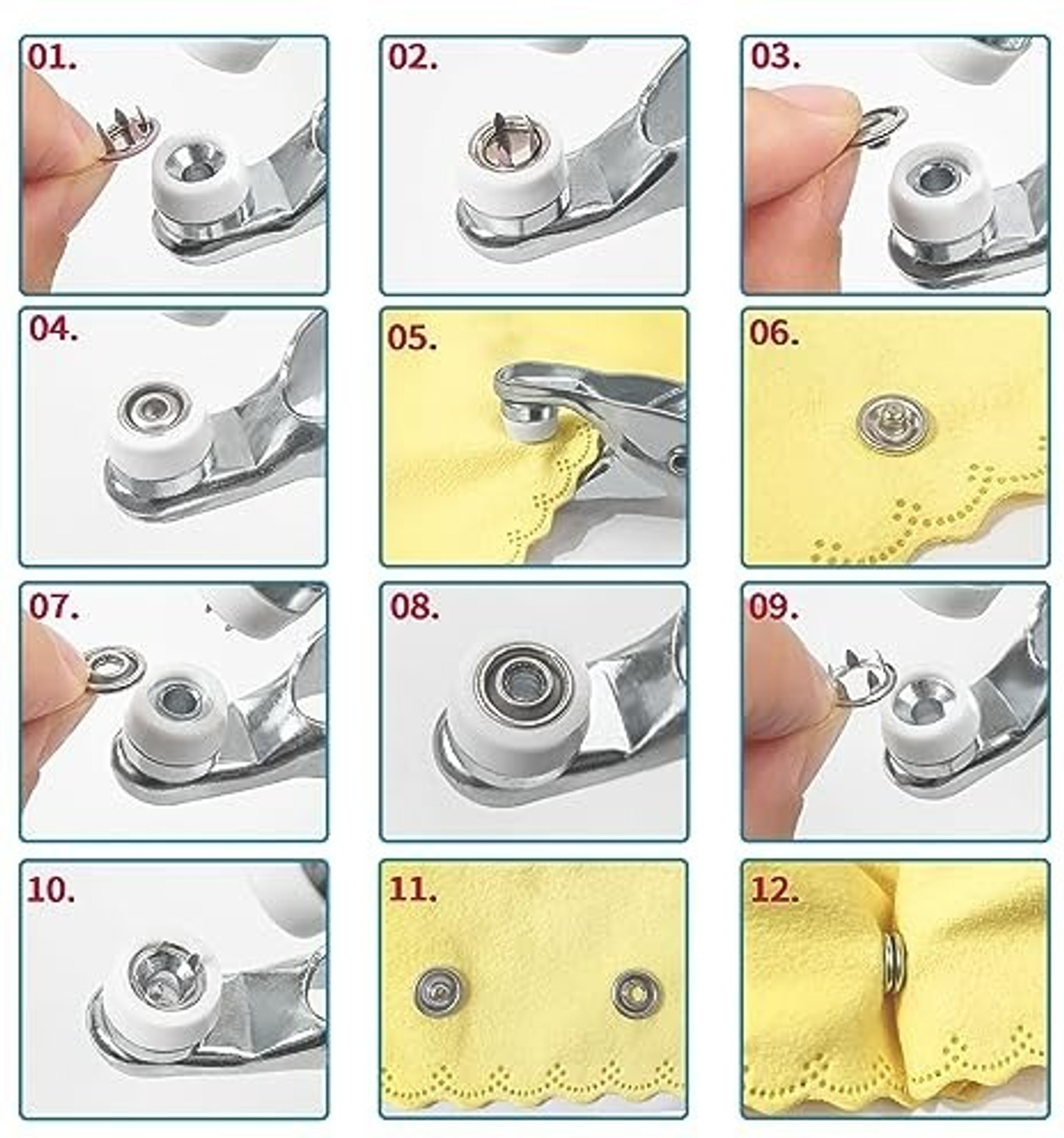 Image of OSSOBERRY 100 Pcs Metal Thickened Snap Fasteners Button Set with Hand Pressure Pliers Metal Buttons