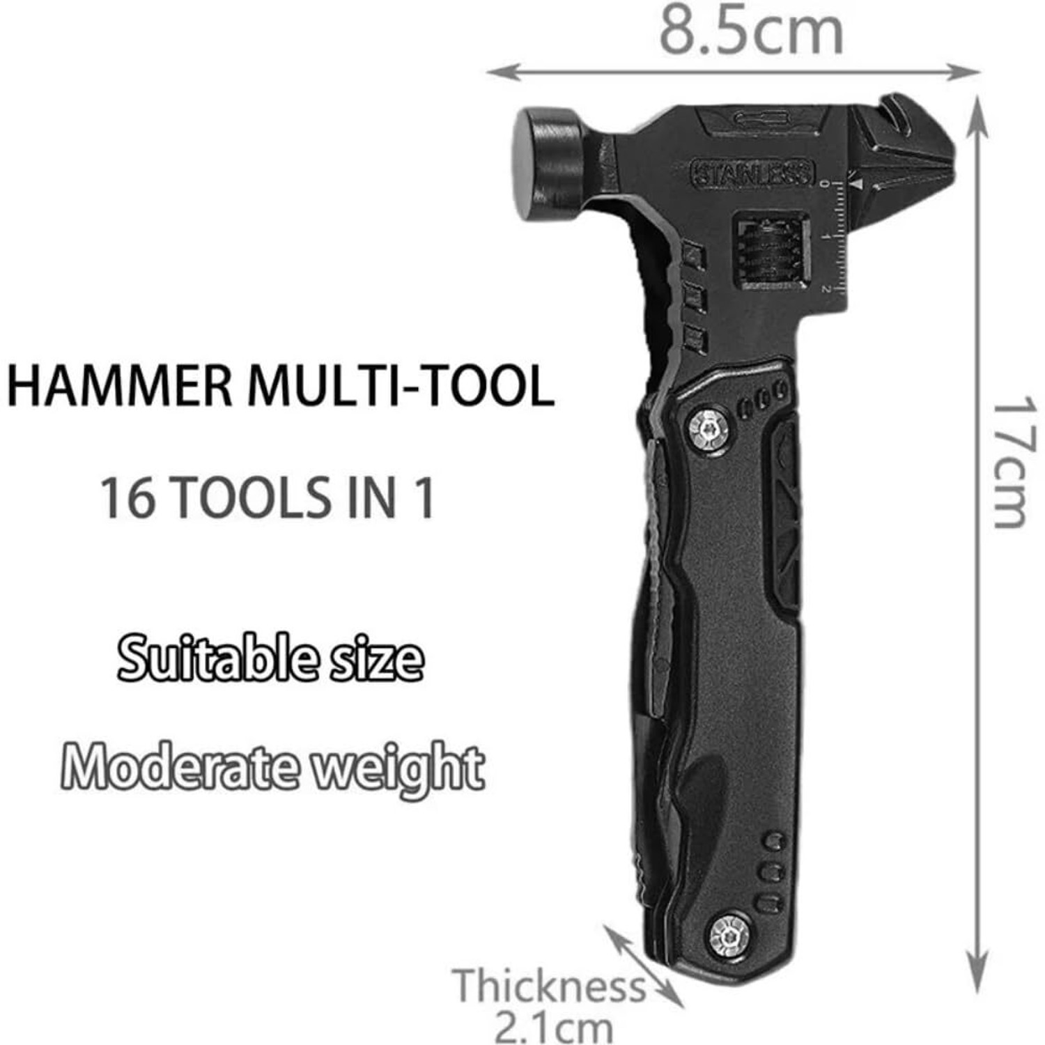 Image of Calldrishe hm 4 16 in 1 Multi Tools Hammer Stainless Steel Outdoor Camping Speciality Hammer