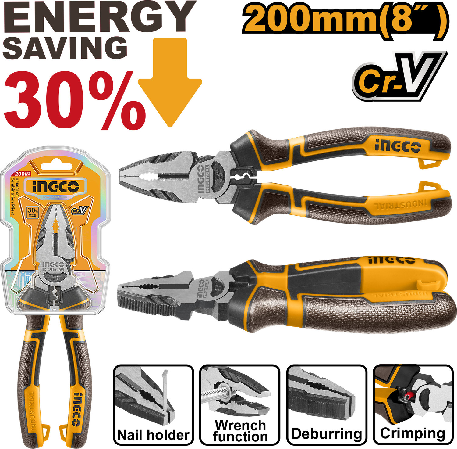 Image of INGCO HHCP28200 Combination Snap Ring Plier
