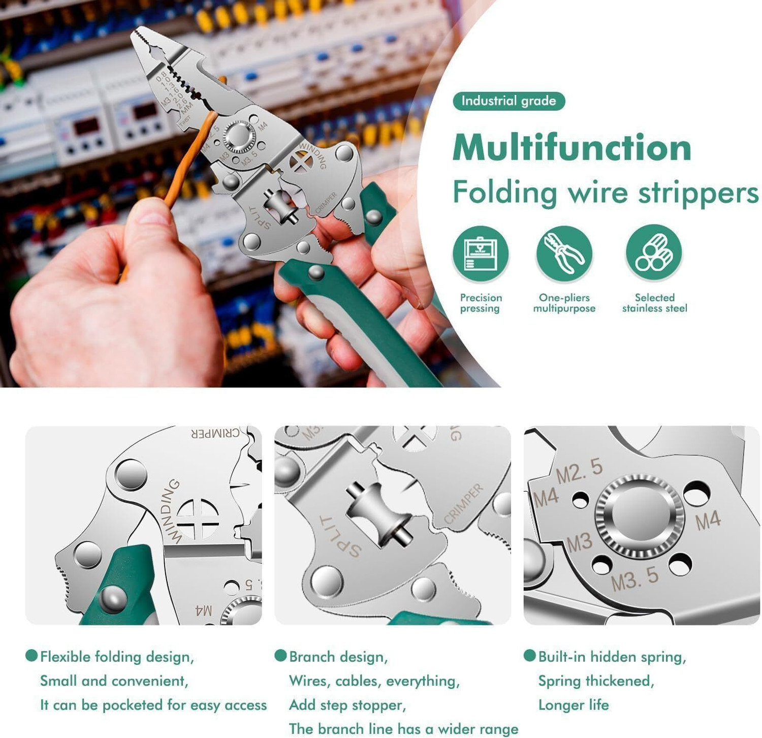 Image of OnisHomes All-in-1 Multifunction Wire Stripper, Wire Cutter, Hand Tool For Electrical Work Needle Nose Plier