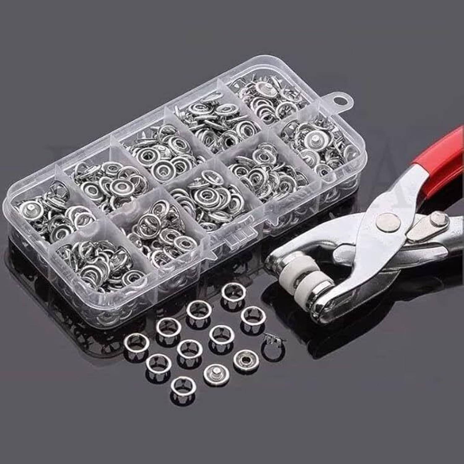 naoyahena7　ボタン100セット MiraAgency 100 Sets Metal Snap Buttons with Fastener Pliers Press