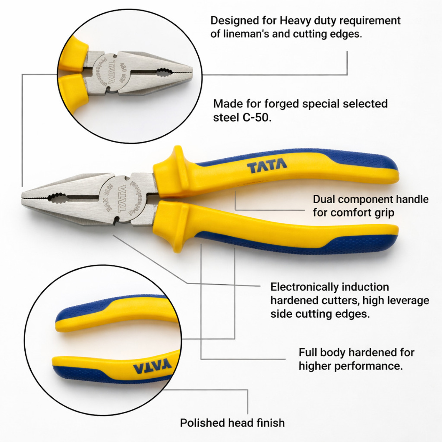 Image of TATA AGRICO COMBINATION PLIER (8 Inch / 200 mm) Combination Snap Ring Plier