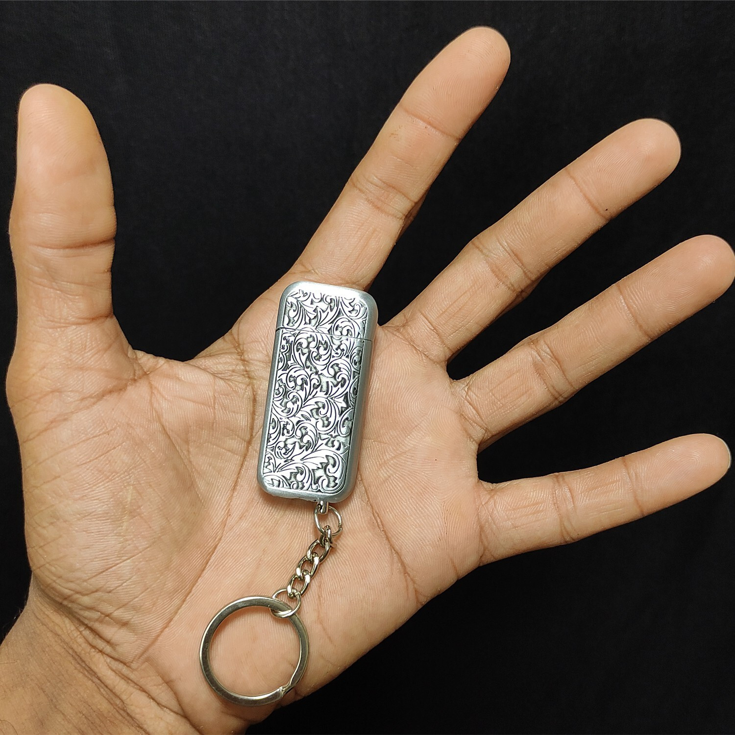 Image of Point Zero Premium Essential Refillable Metal Body Small Art Silver Wheel Flame Keychain Pocket Lighter