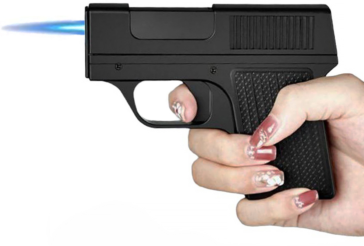Image of Quick Flame Cigarette Case with Lighter, Shatterproof Case, Gun Shape with Jet Torch Lighter Windproof Jet Flame Lighter with Cigarette Storage, Refillable & Durable Design Pocket Lighter