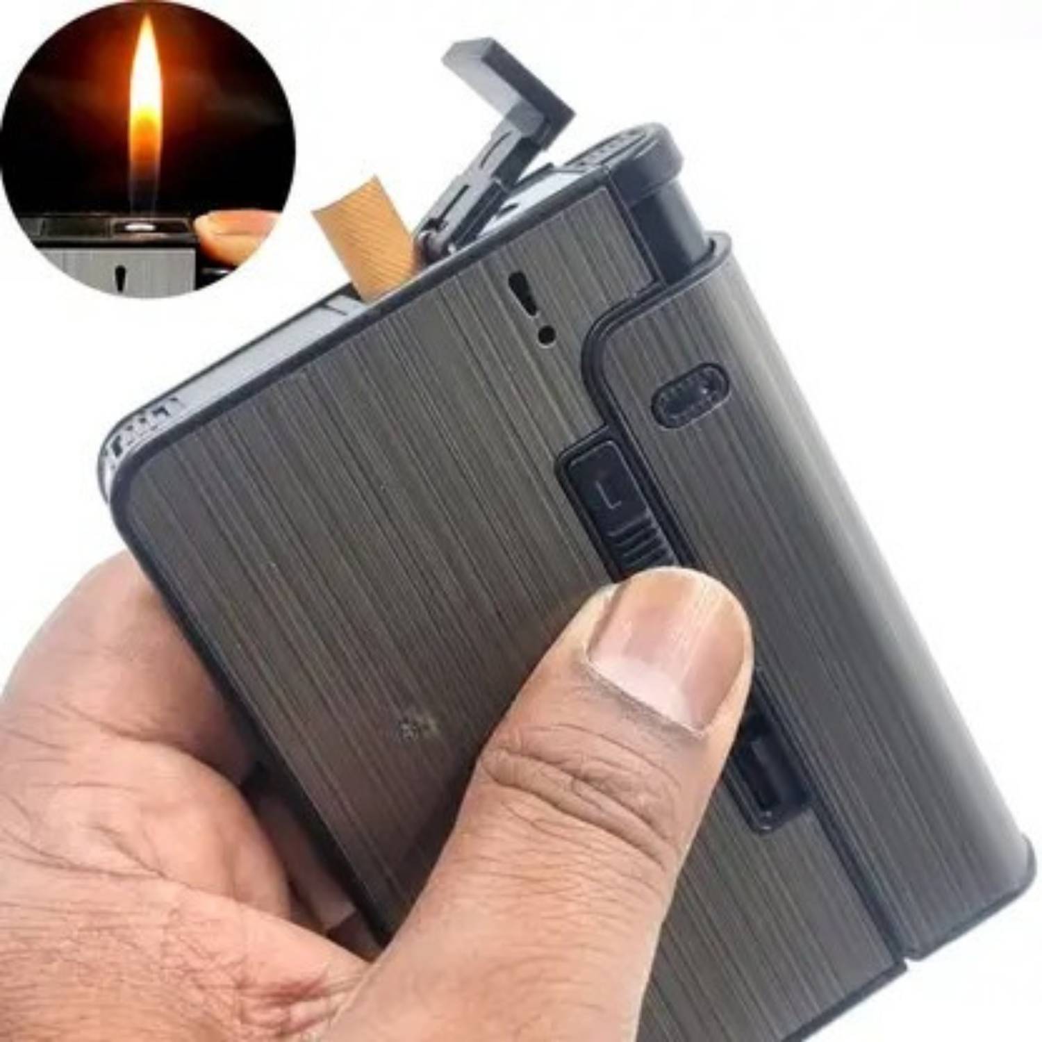 VNS Cigarette Case with Built-in Portable Lighter for King Size Cigarettes  Pocket Lighter