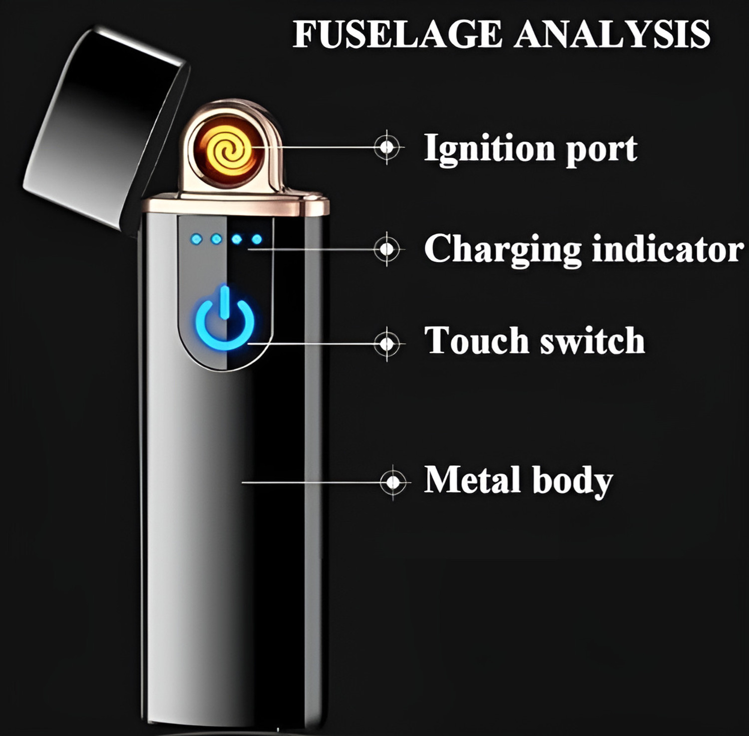 Image of element hub Electric Lighter Rechargeable Slim Coil Lighter with Smart Fingerprint Sensor Electric Lighter Pocket Lighter