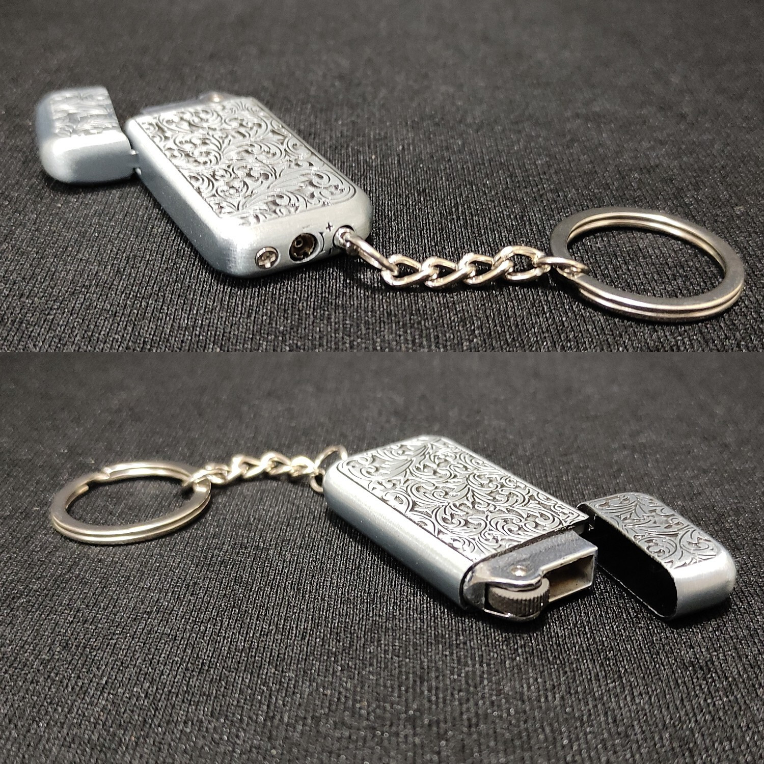 Image of Point Zero Premium Essential Refillable Metal Body Small Art Silver Wheel Flame Keychain Pocket Lighter