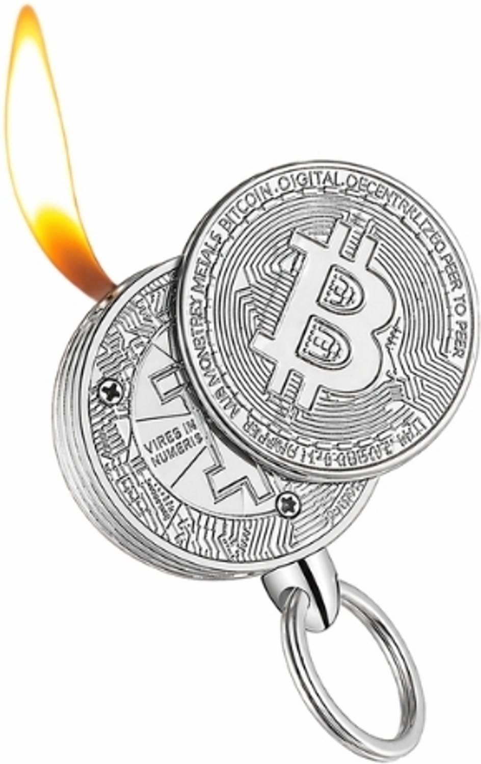 Smoke Bitcoin Silver Pocket Lighter - Image 1