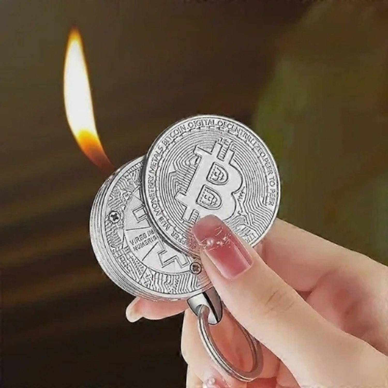 Smoke Bitcoin Silver Pocket Lighter - Image 2