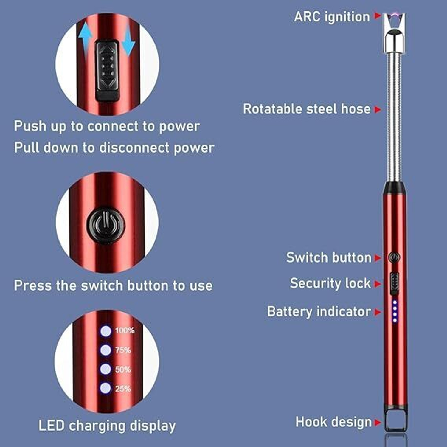 Image of FAVSTORE TRANDS GASLIGHTER.6 Flameless Iron Electric Lighter - Windproof, Rechargeable & Safe Pocket Lighter (MULTICOLOR)