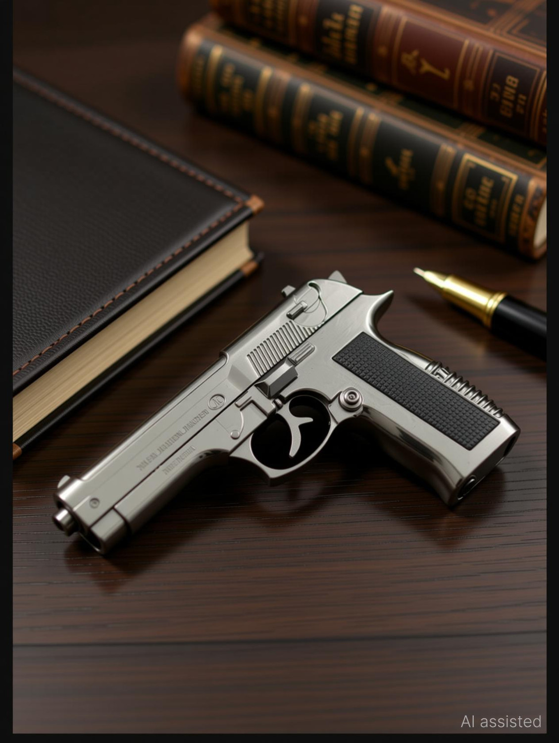 Image of nisatraders Gun Style 608 Machine Lighter With Pull Back System Iron Gas Lighter Pocket Lighter