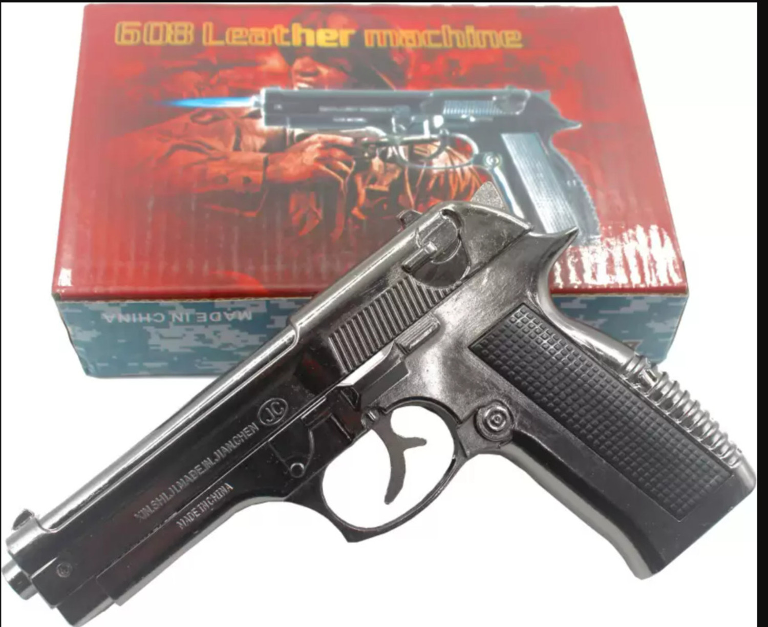 Image of nisatraders Gun Style 608 Machine Lighter With Pull Back System Iron Gas Lighter Pocket Lighter