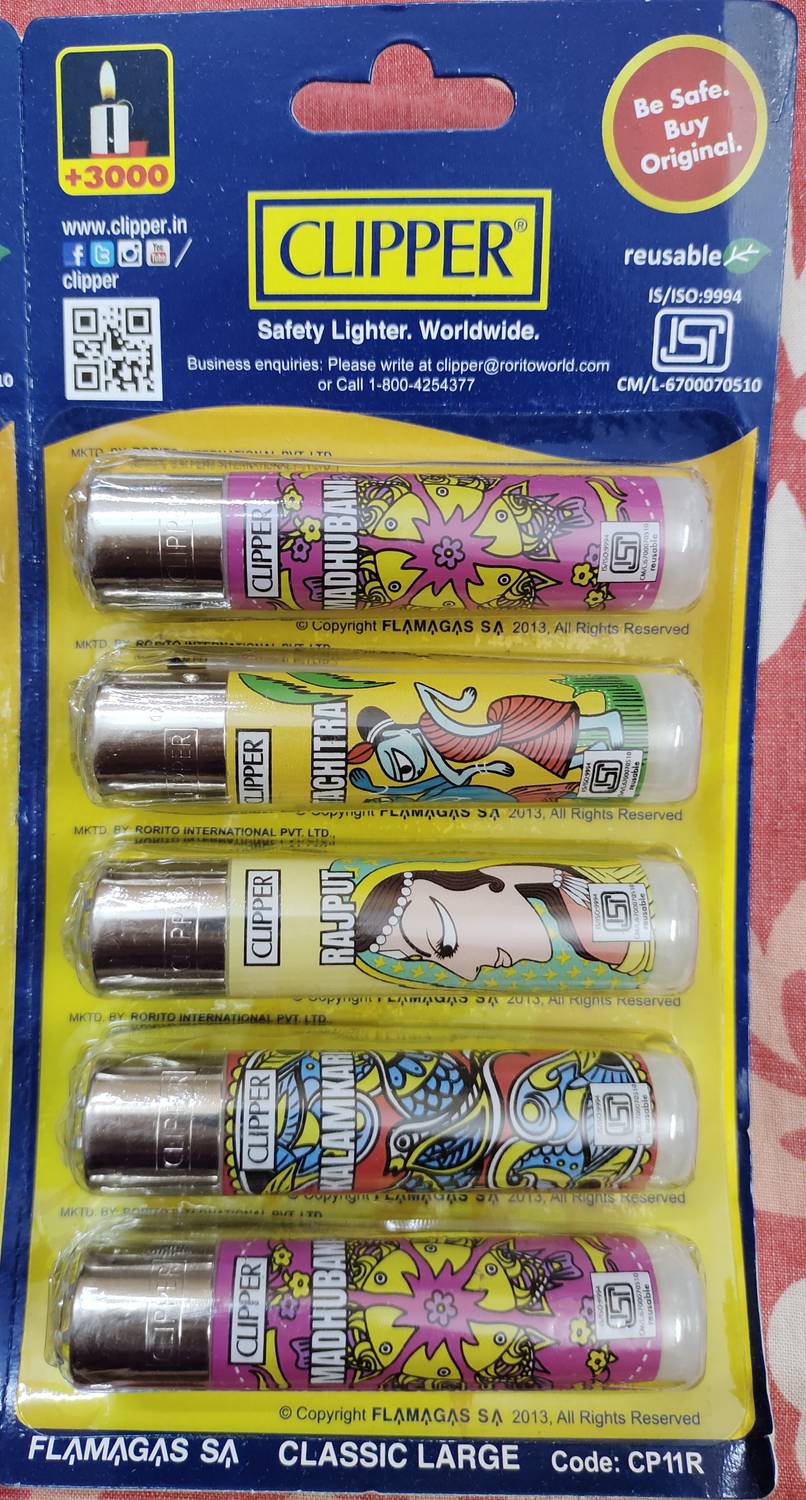 clipper Refillable Large Cigarette Lighters (Arts)- 5 PCS Pocket Lighter