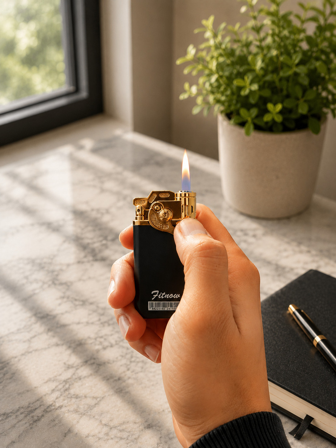 Image of BM ENTERPRIISE Premium Black Refillable Pocket Lighter (Black)