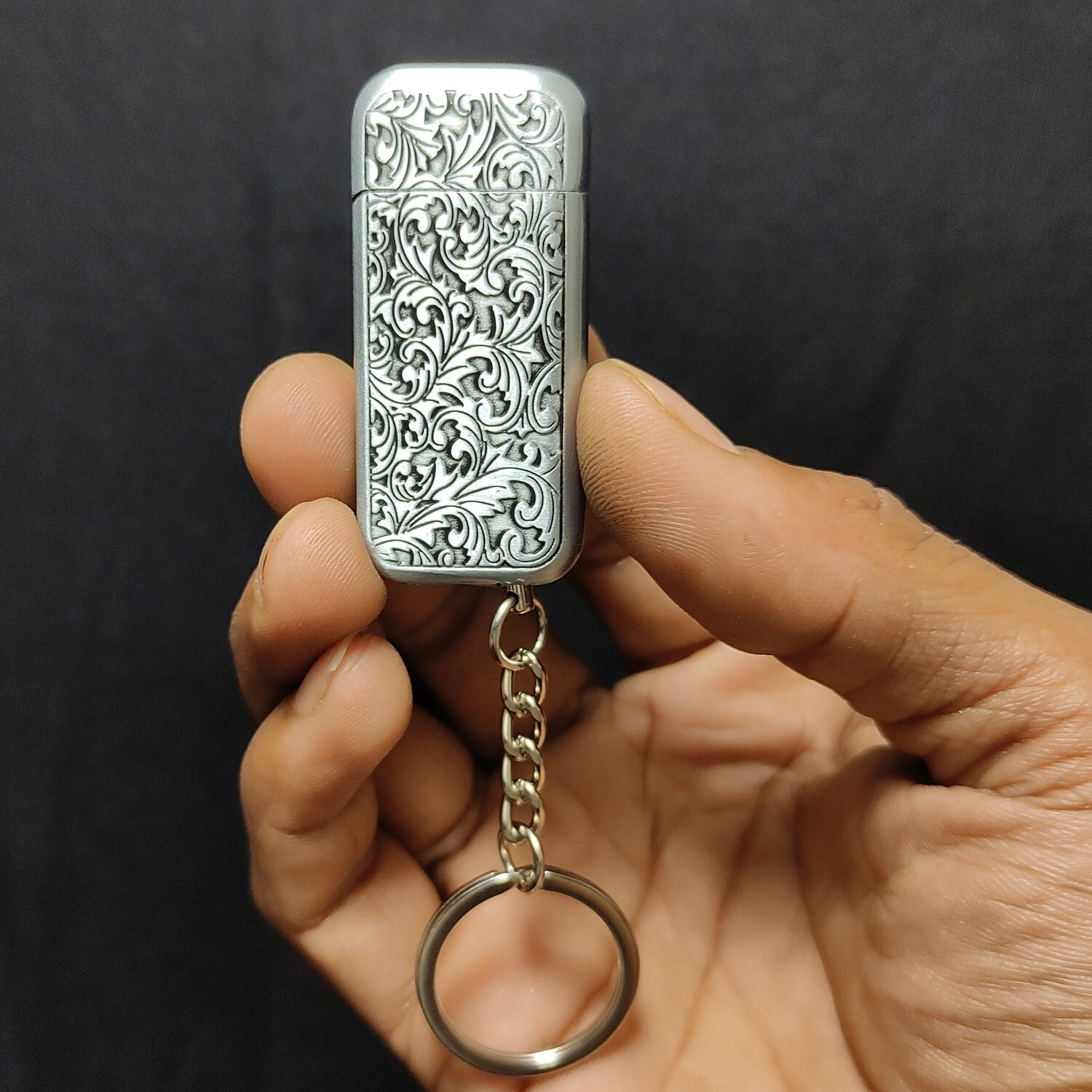 Image of Point Zero Premium Essential Refillable Metal Body Small Art Silver Wheel Flame Keychain Pocket Lighter