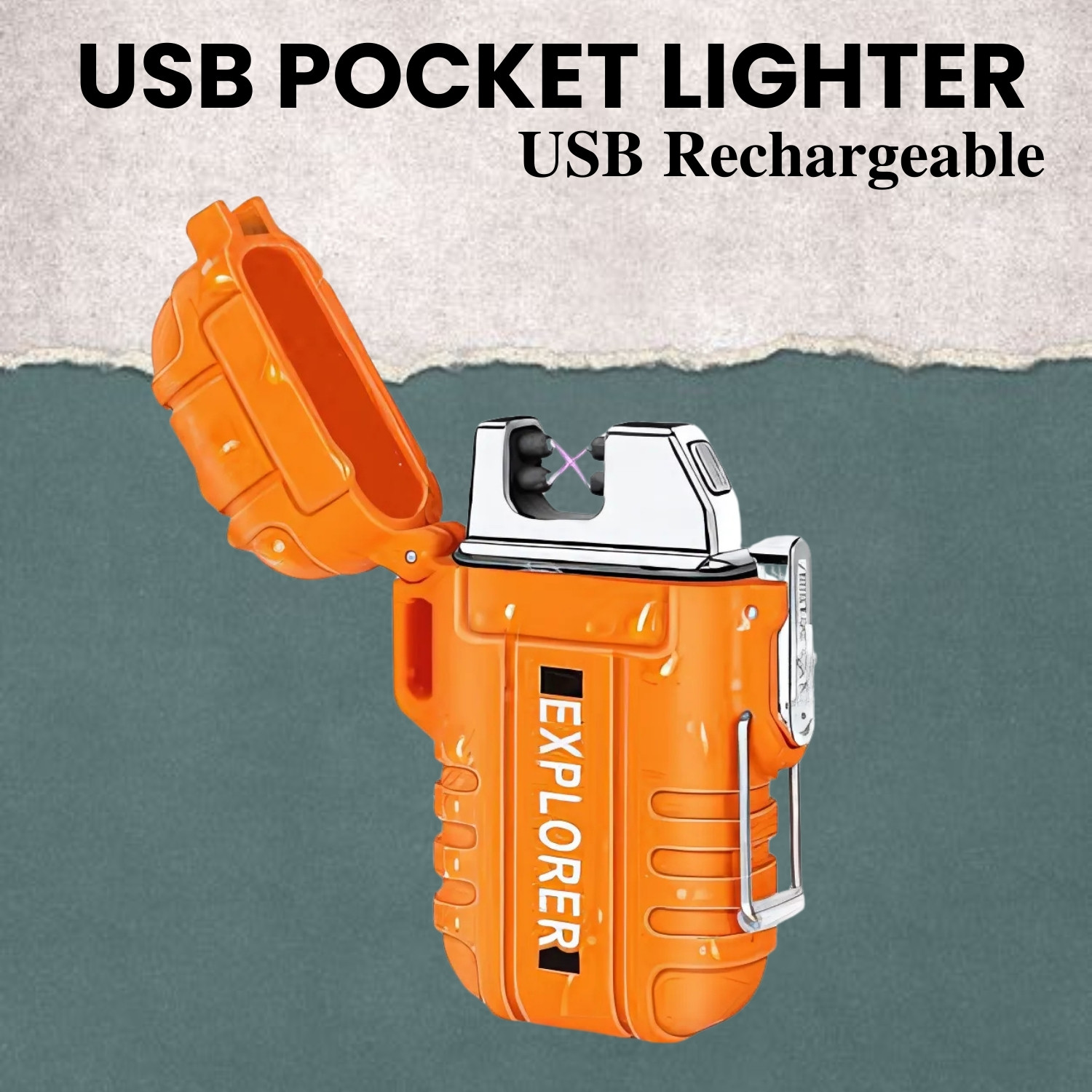 Image of Clairbell Explorer USB (Cigaratte Lighter)Windproof Flameless ARC Rechargeable LighterY242 Explorer USB (Cigaratte Lighter)Windproof Flameless ARC Rechargeable LighterY242 Pocket Lighter
