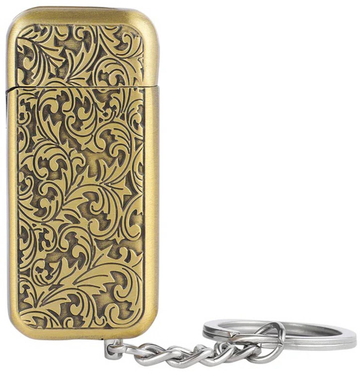 glowtech Vintage Engraved Metal Keychain Lighter, Brass Finish
