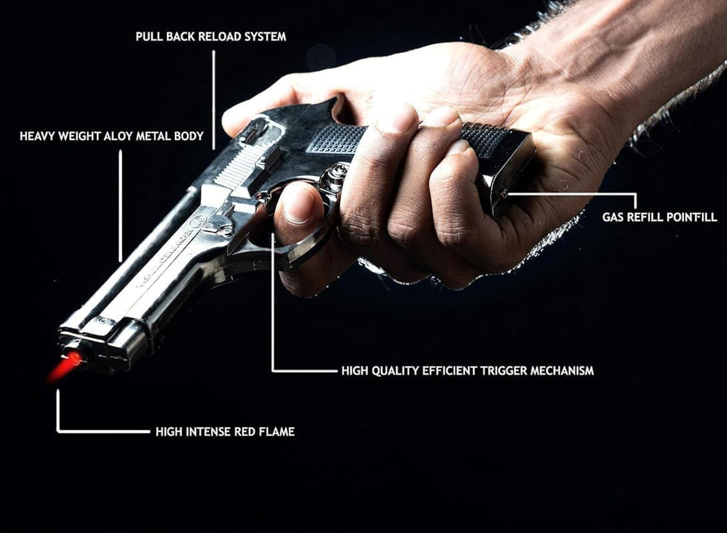 Image of NH enterprises Premium Electric Gun Lighter Windproof Plasma Arc,USB Charging,Safety Lock D11 Pocket Lighter