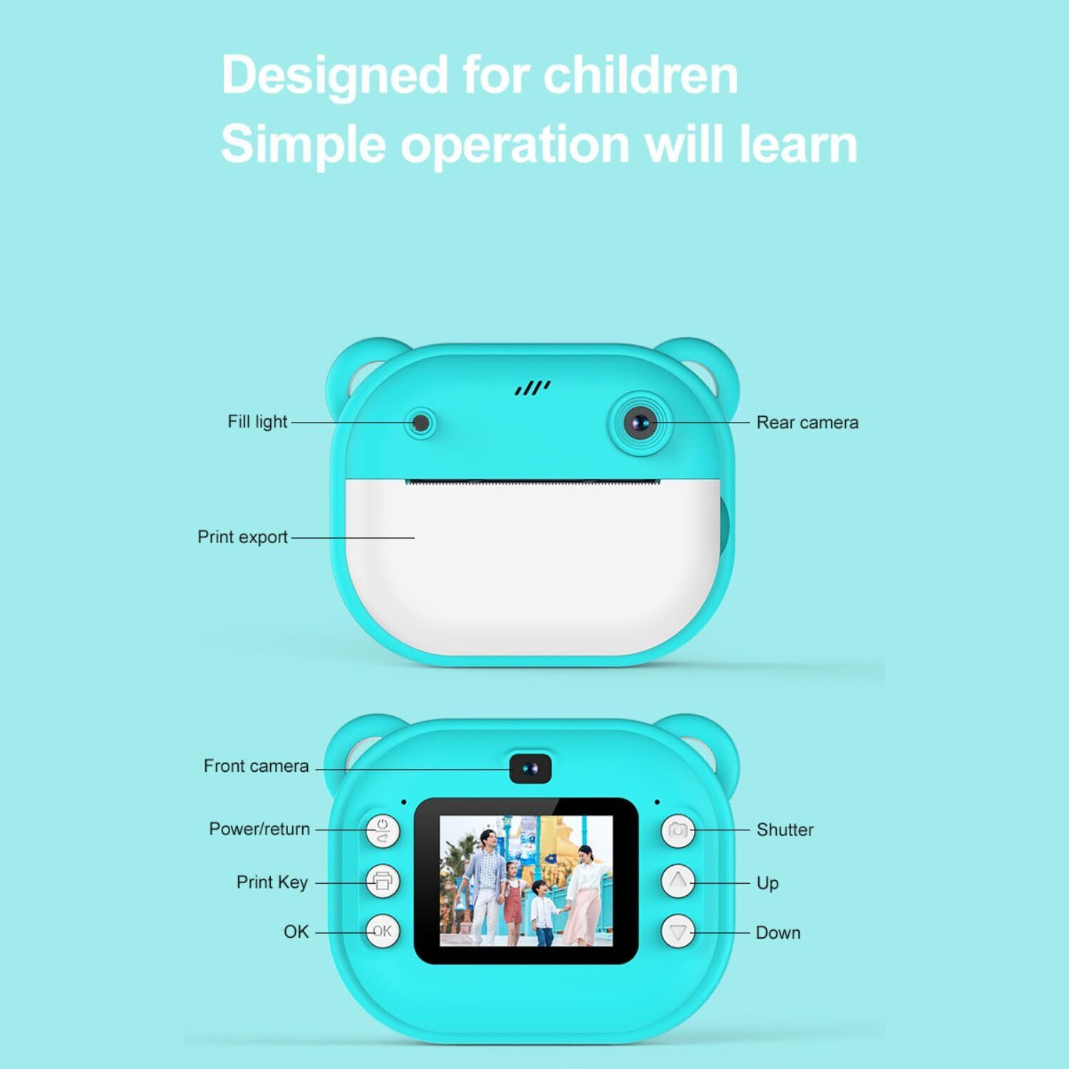 Image of Premio Lusso Kids Thermal Printing Camera Rechargeable and Creative Fun Thermal Pocket Camera For Kids [Random Color]