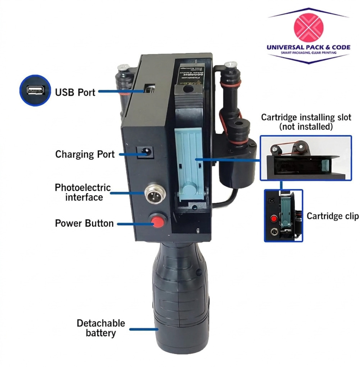 Image of Universal Pack & Code Handheld 12.7mm Intelligent TIJ Printer Handheld Thermal Inkjet Printer (TIJ)