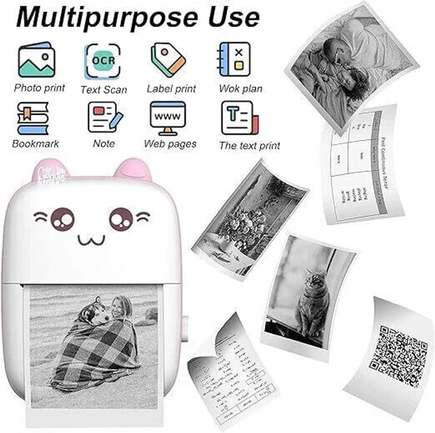 Image of Esta Bluetooth Pocket Printer for Kids Prints Picture Black & White Pocket Printer for Mobile, Home, School, Sticker Notes (57mm)