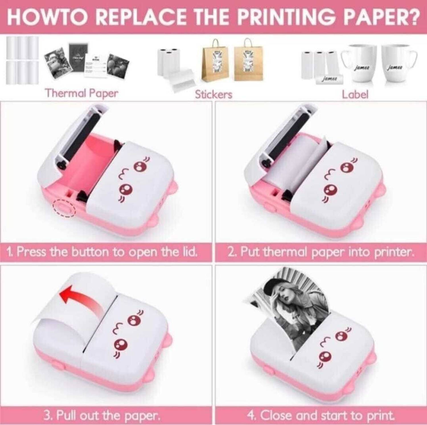 EVAAENTERPRISES BLUE MINI PRINTER ( Bluetooth Thermal Print) POCKET PRINTER - Image 5