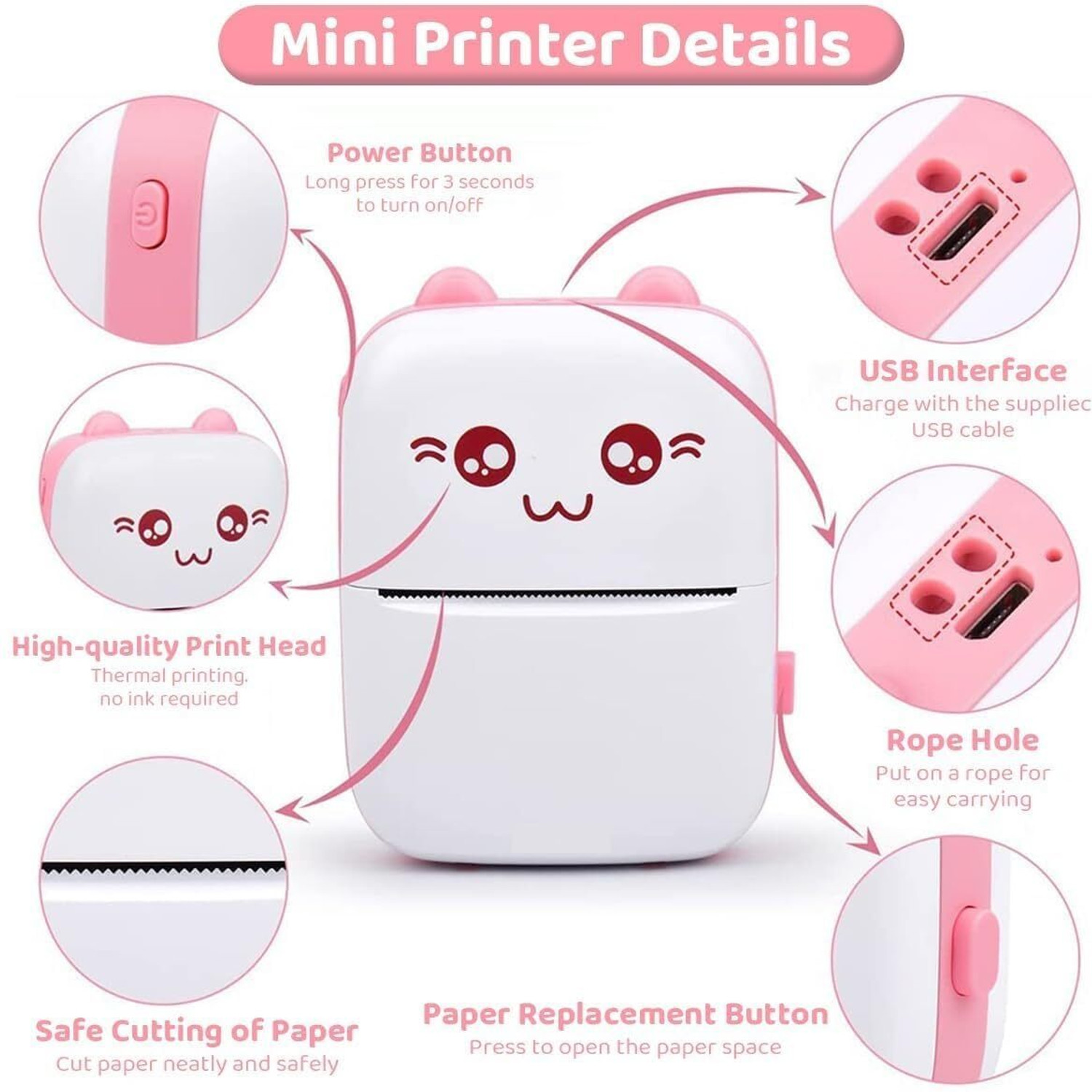 Image of SINE MART Mini Bluetooth Portable Label Printer with Print Paper Photo, Portable
