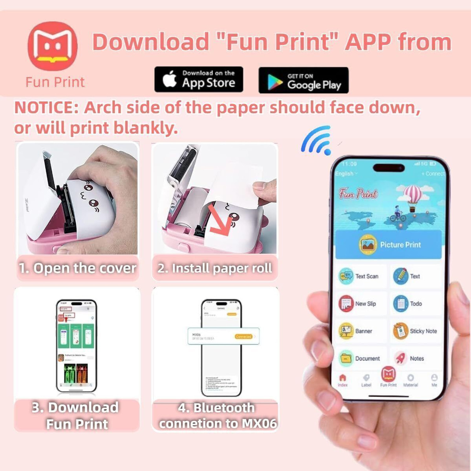 Image of VISSHI Mini Bluetooth Thermal Printer, Portable Label Printer Inkfree mini Printer Mini Bluetooth Thermal Printer