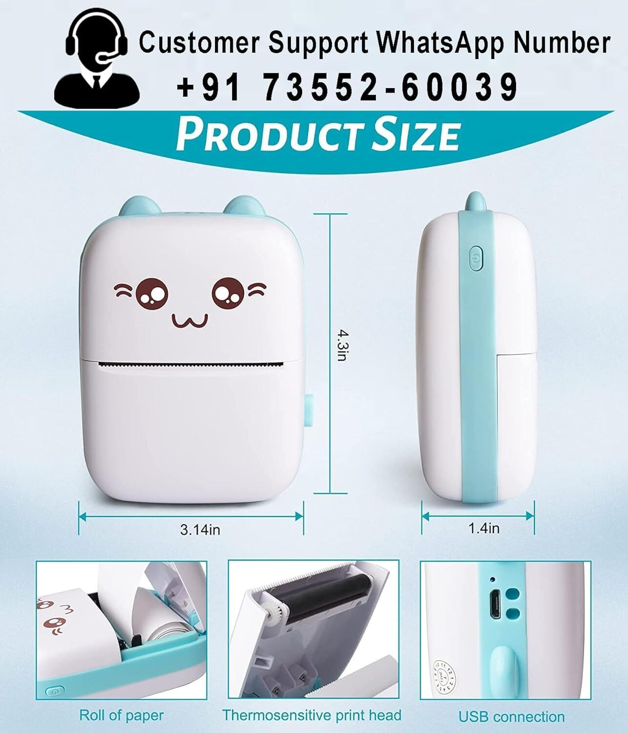 Image of SINE MART Mini Bluetooth Portable Label Printer with Print Paper Photo, Portable